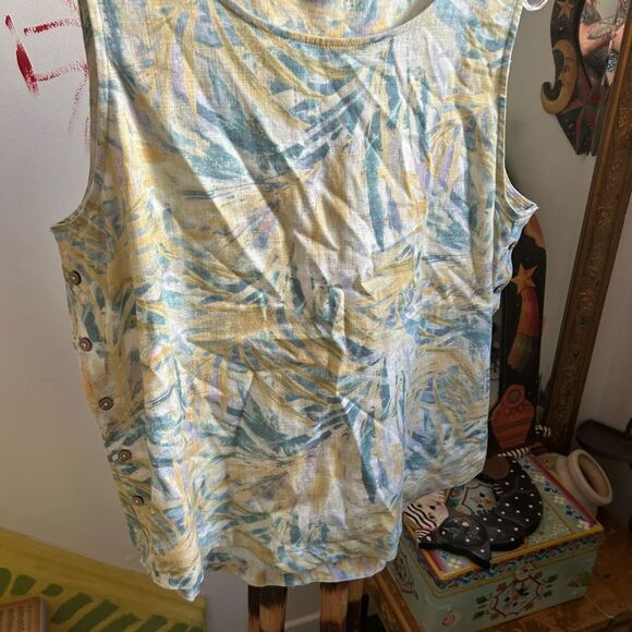 CHARLIE B Blue and Yellow Tropical Tank Top XL - Picture 5 of 16